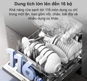 Dung tích lớn chứa đến 16 bộ